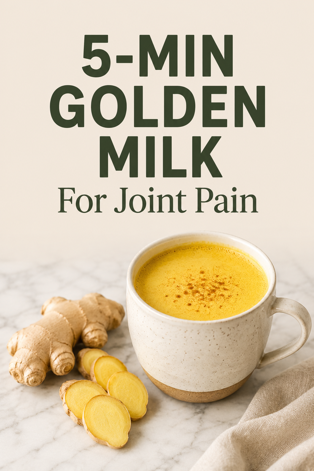 5-Minute golden milk recipe for natural joint pain relief and reducing inflammation. A warm turmeric drink for better sleep and gut health.