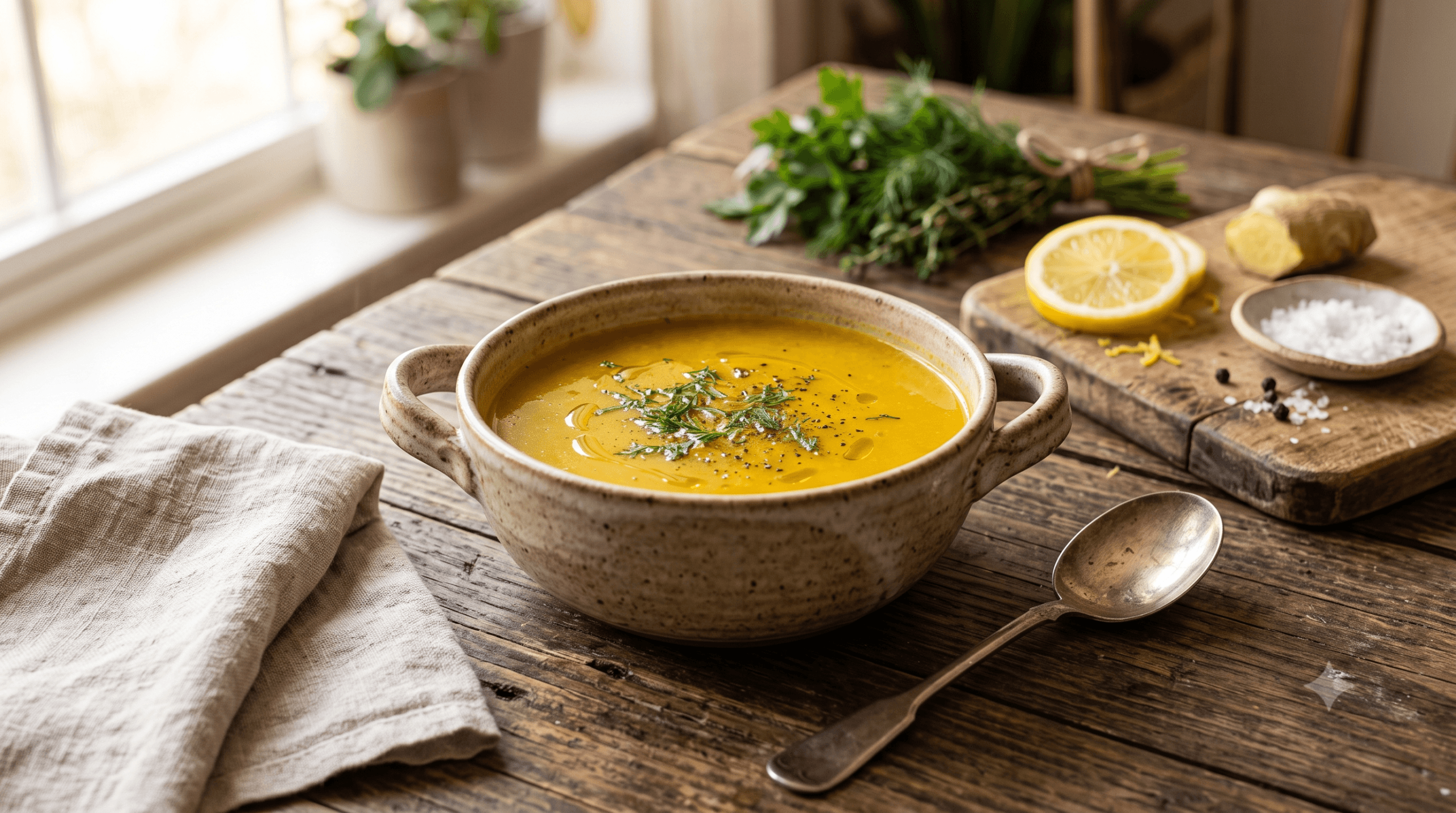 Healing anti-inflammatory soups for joint pain and gut health featuring a golden turmeric soup